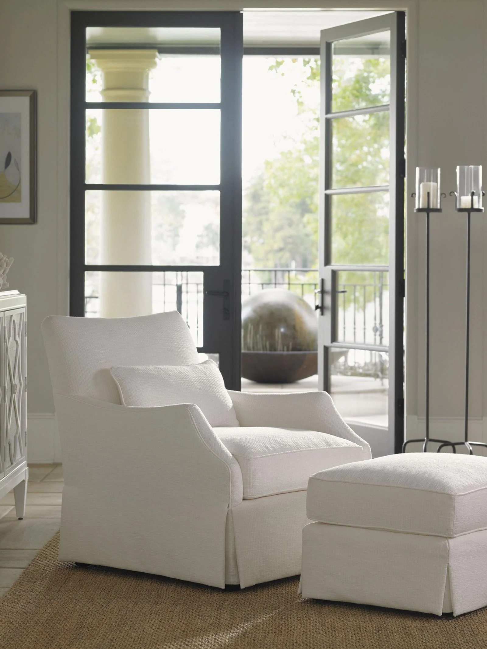 Tommy Bahama Home Ivory Key Crystal Caves Ottoman - Image 2