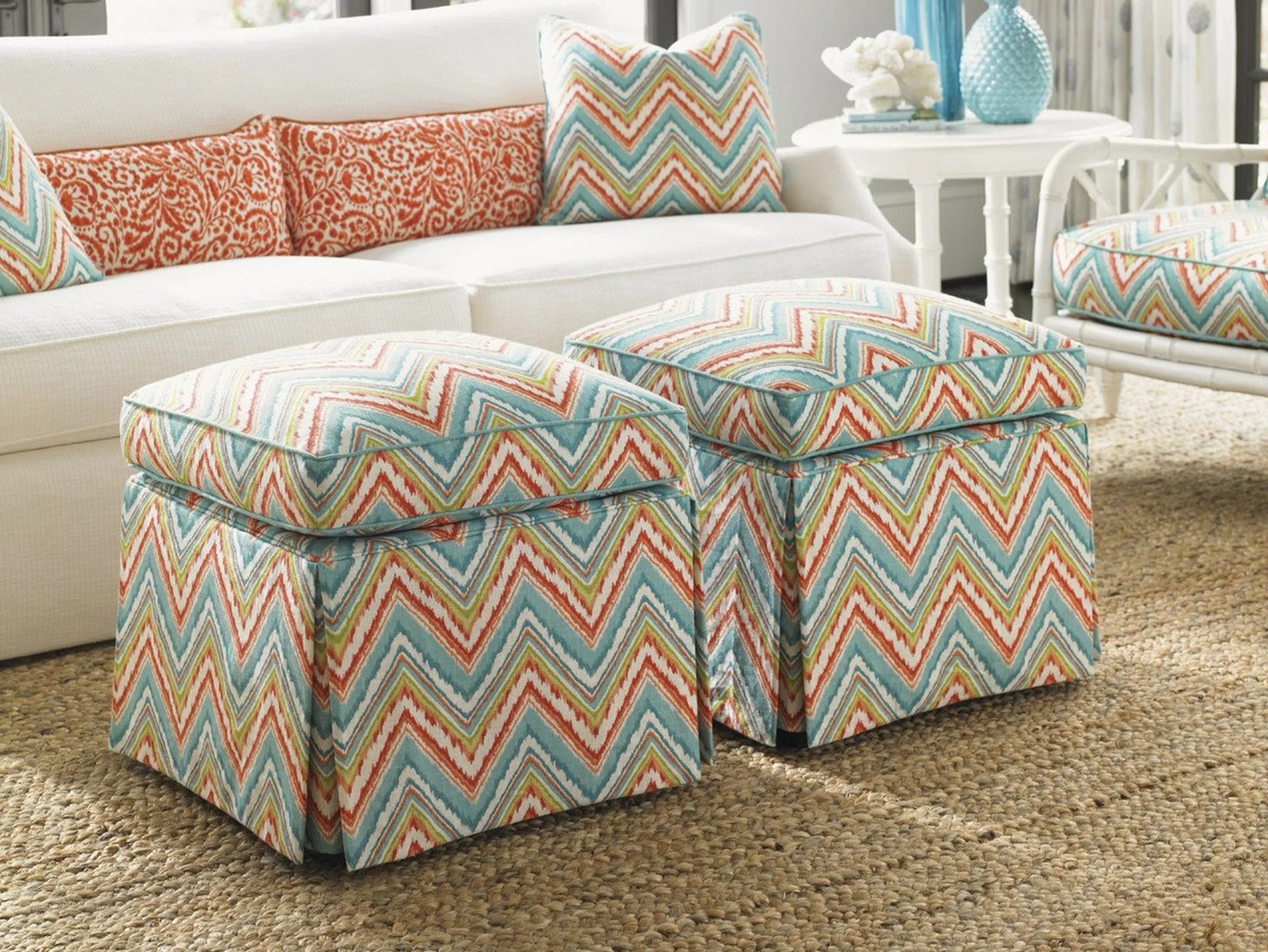 Tommy Bahama Home Ivory Key Half Moon Caye Ottoman - Image 2