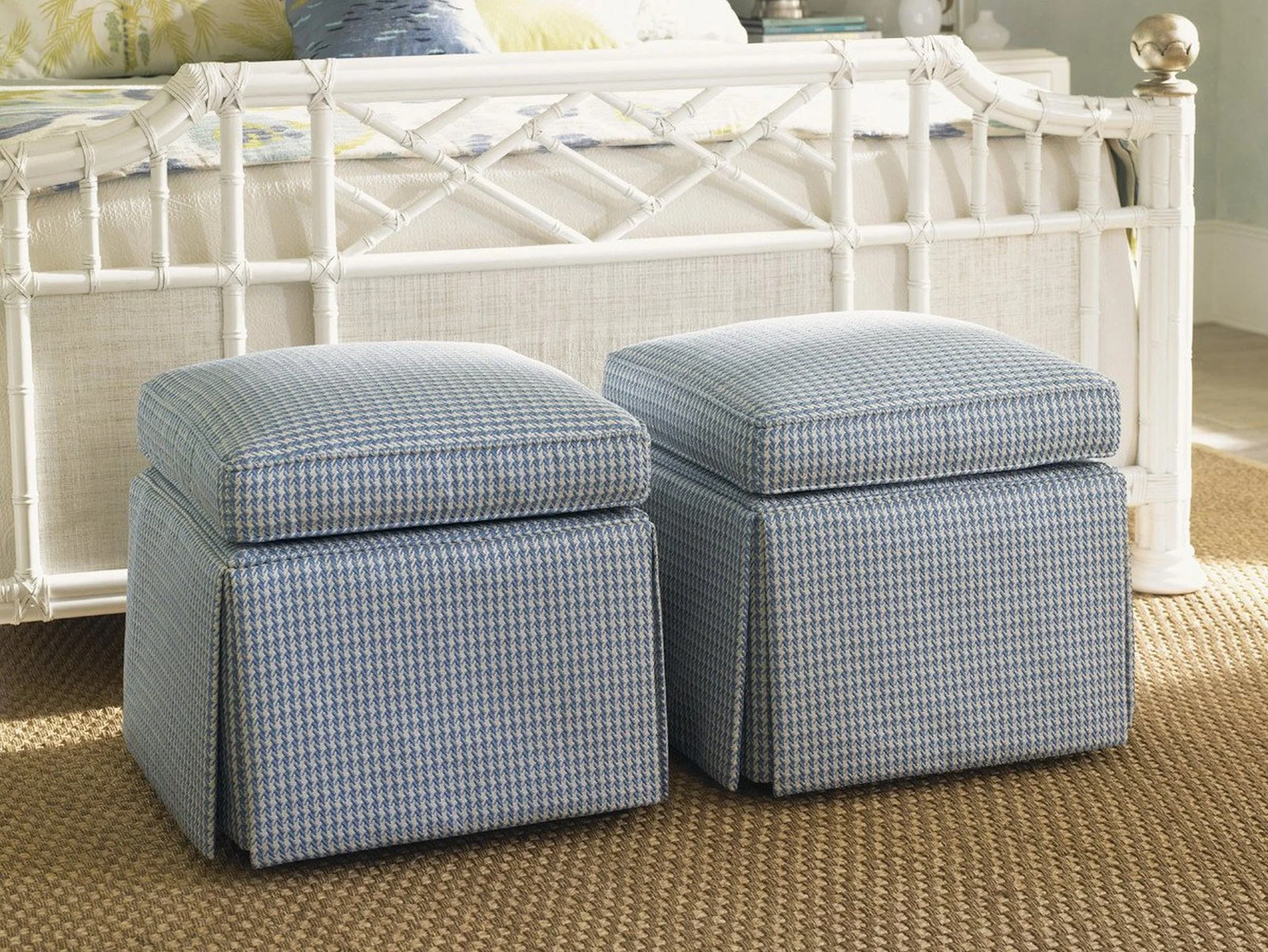 Tommy Bahama Home Ivory Key Half Moon Caye Ottoman - Image 4
