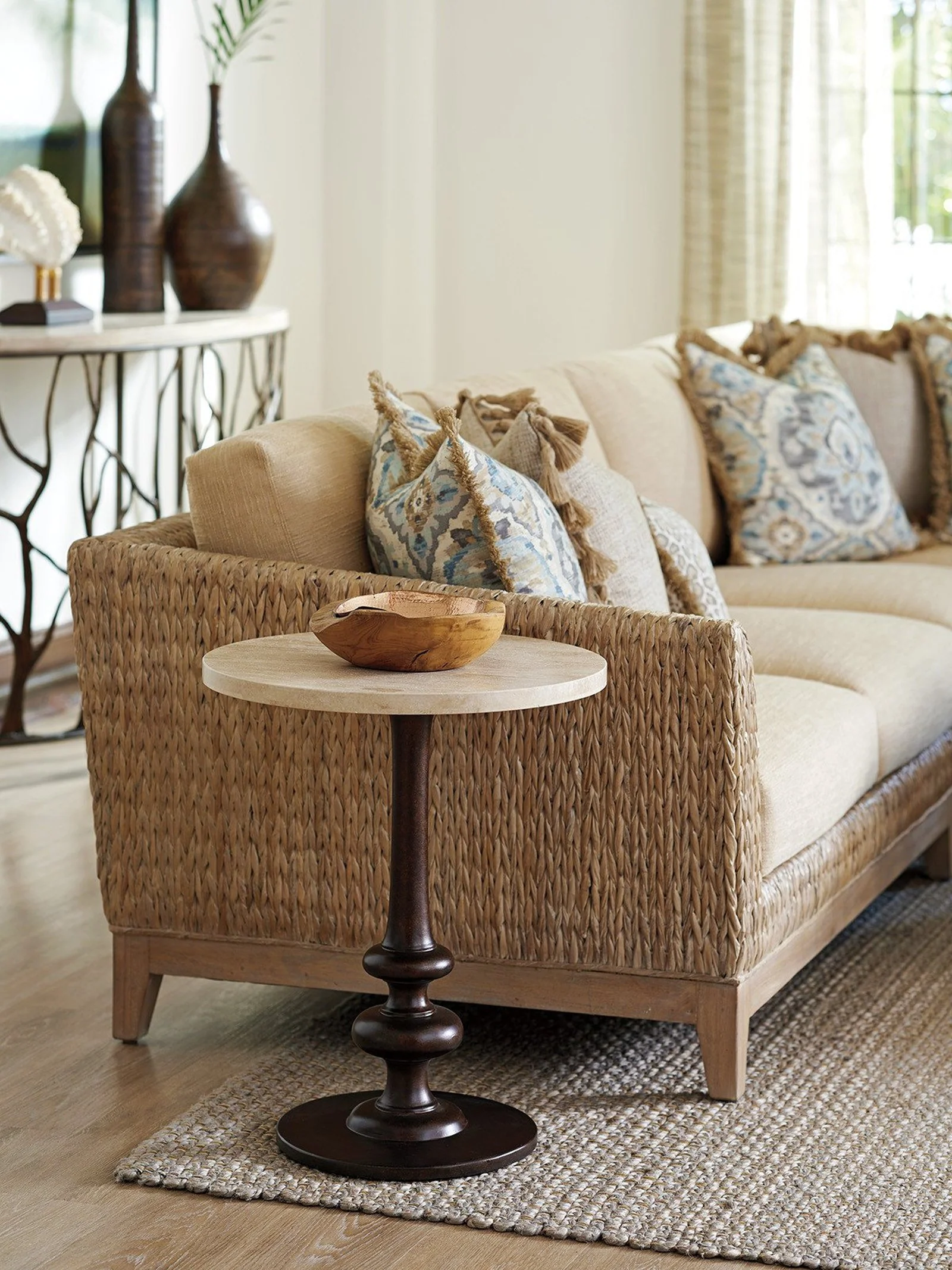 Tommy Bahama Home Los Altos Marshall Stone Top Round End Table - Image 4