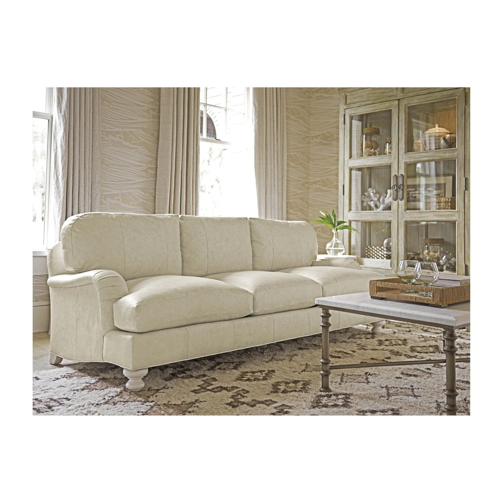 Tommy Bahama Home Ocean Breeze Gilmore Leather Arm Sofa - Image 2