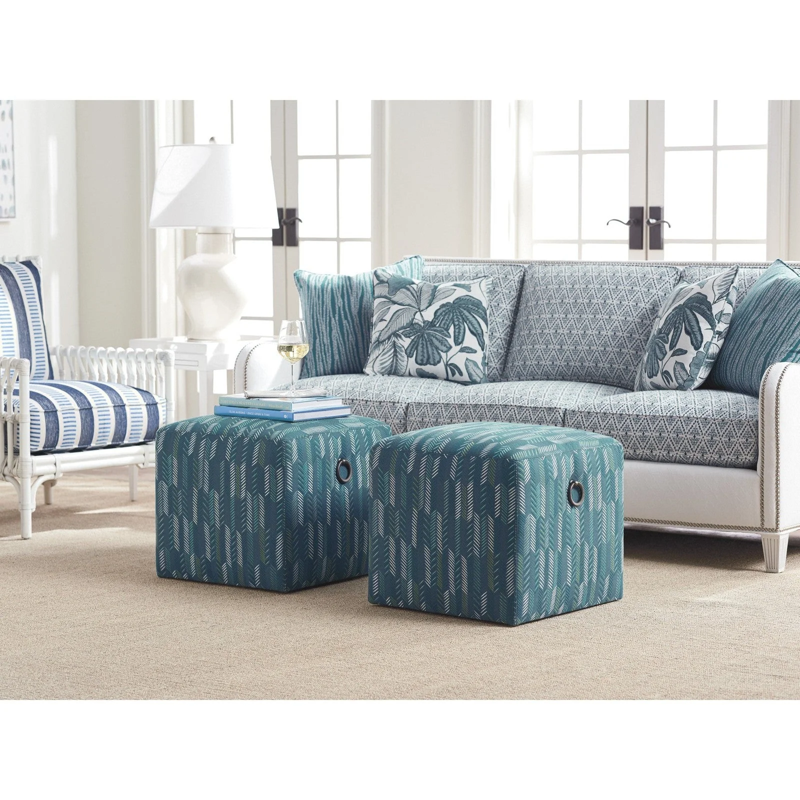 Tommy Bahama Home Ocean Breeze Jupiter Ottoman - 20.5 Inch - Image 5