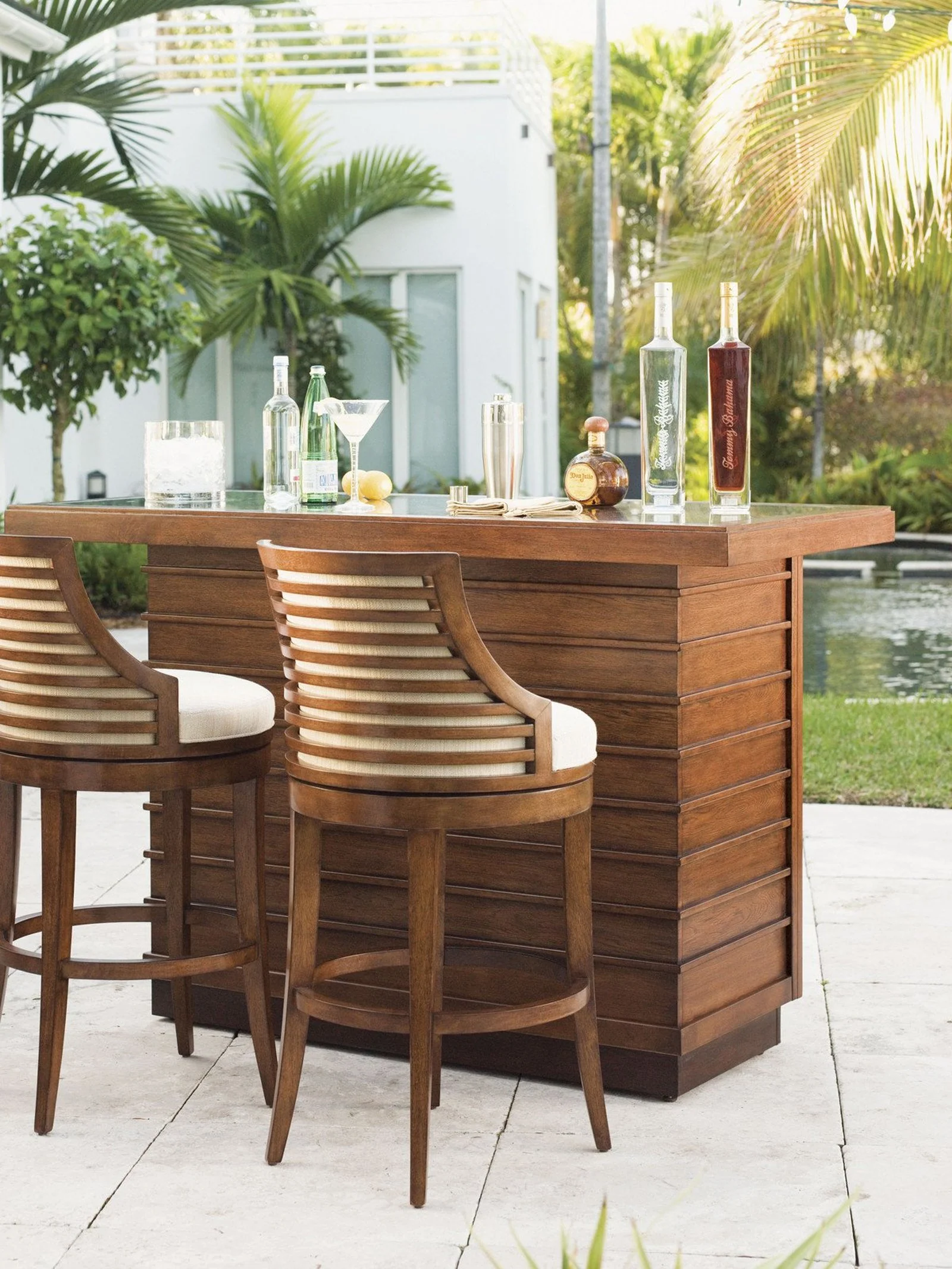 Tommy Bahama Home Ocean Club Cabana Swivel Bar Stool Customizable - Image 3