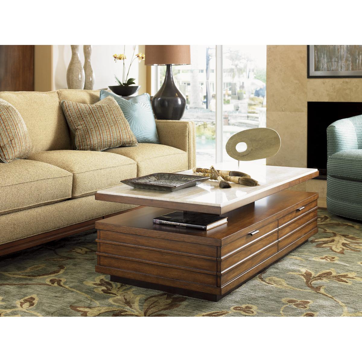 Tommy Bahama Home Ocean Club Solstice Cocktail Table With Stone Top - Image 2