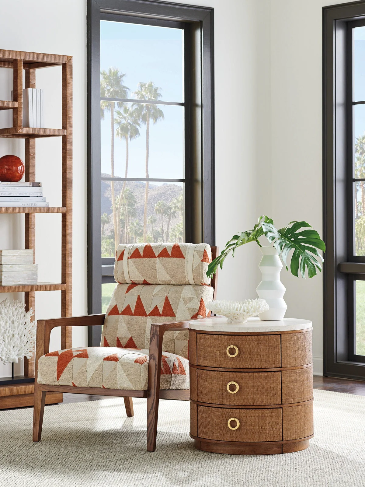 Tommy Bahama Home Palm Desert Banning Raffia Round Lamp Table - Image 3