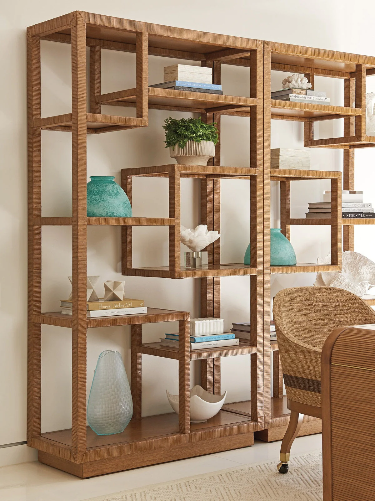 Tommy Bahama Home Palm Desert Bryce Raffia Etagere - Image 2