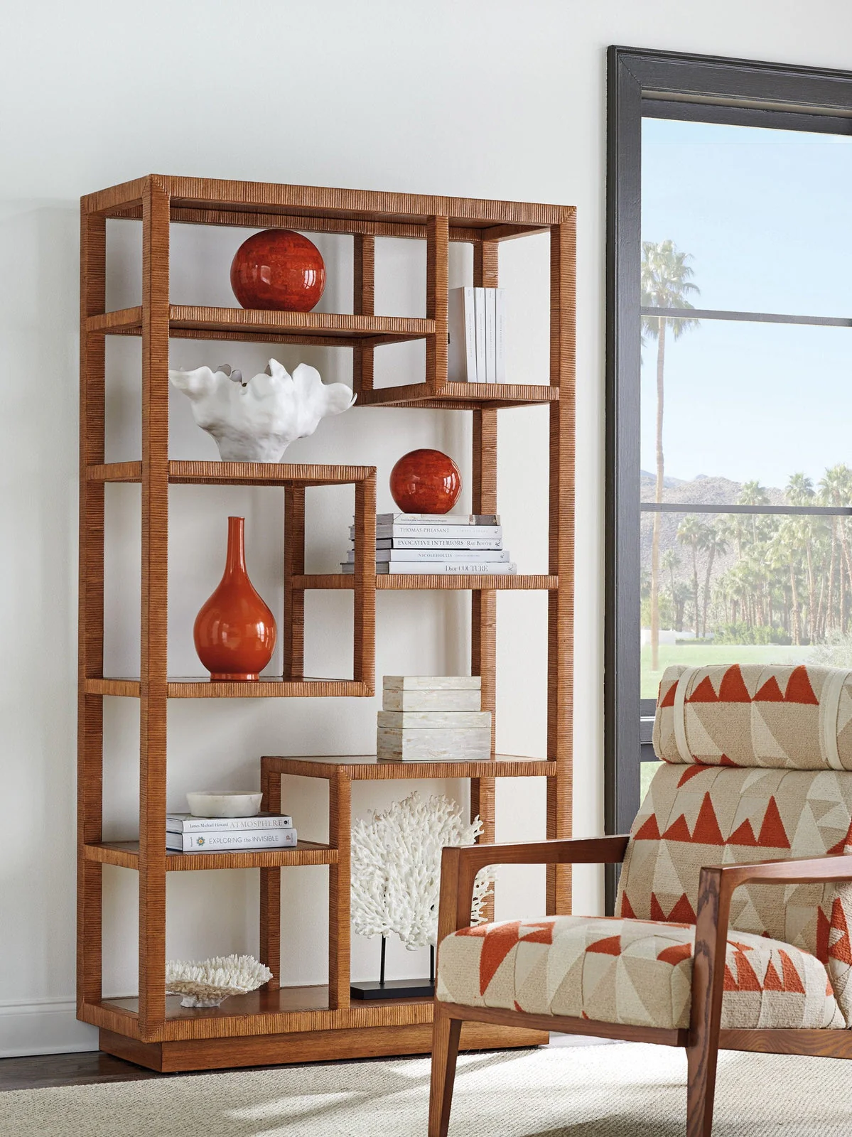 Tommy Bahama Home Palm Desert Bryce Raffia Etagere - Image 4