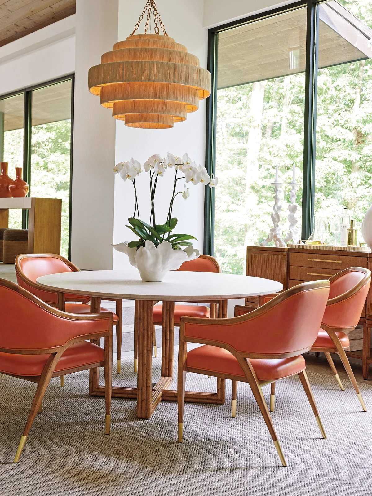 Tommy Bahama Home Palm Desert Woodard Marble Top Dining Table - Image 2