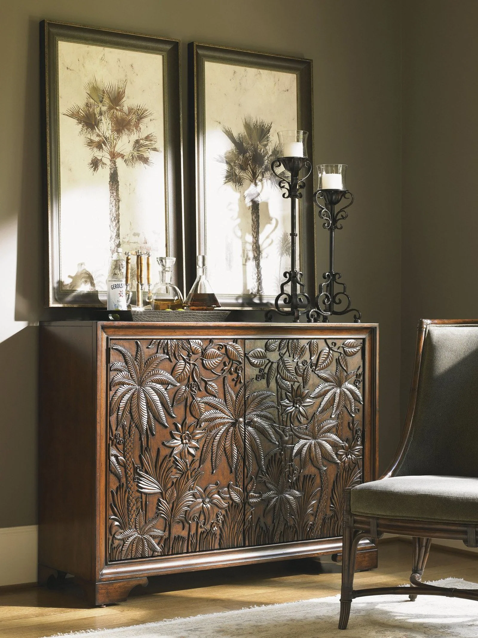 Tommy Bahama Home Royal Kahala Balboa Carved Door Chest - Image 2