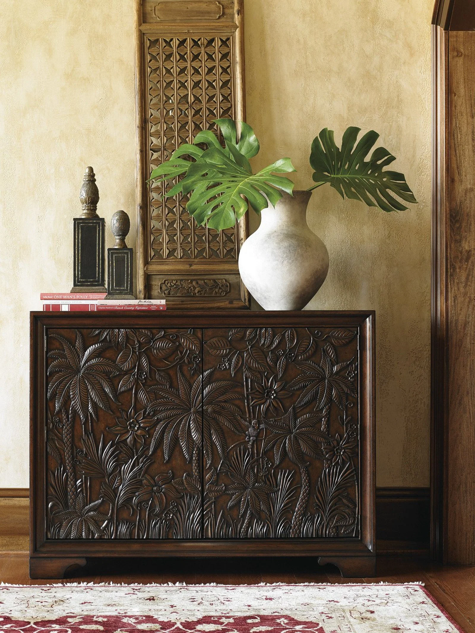 Tommy Bahama Home Royal Kahala Balboa Carved Door Chest - Image 4