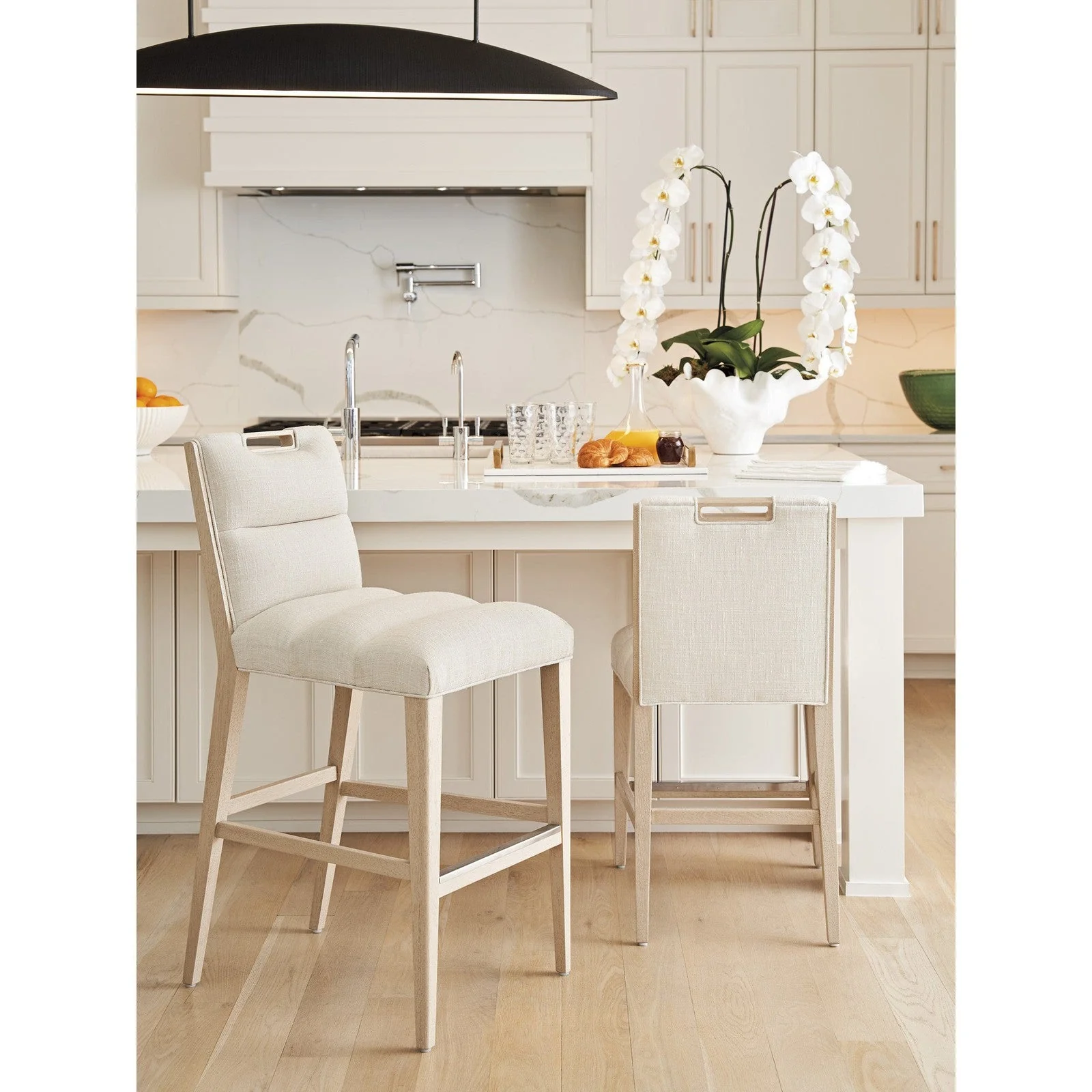 Tommy Bahama Home Sunset Key Greer Channeled Upholstered Bar Stool - Image 2