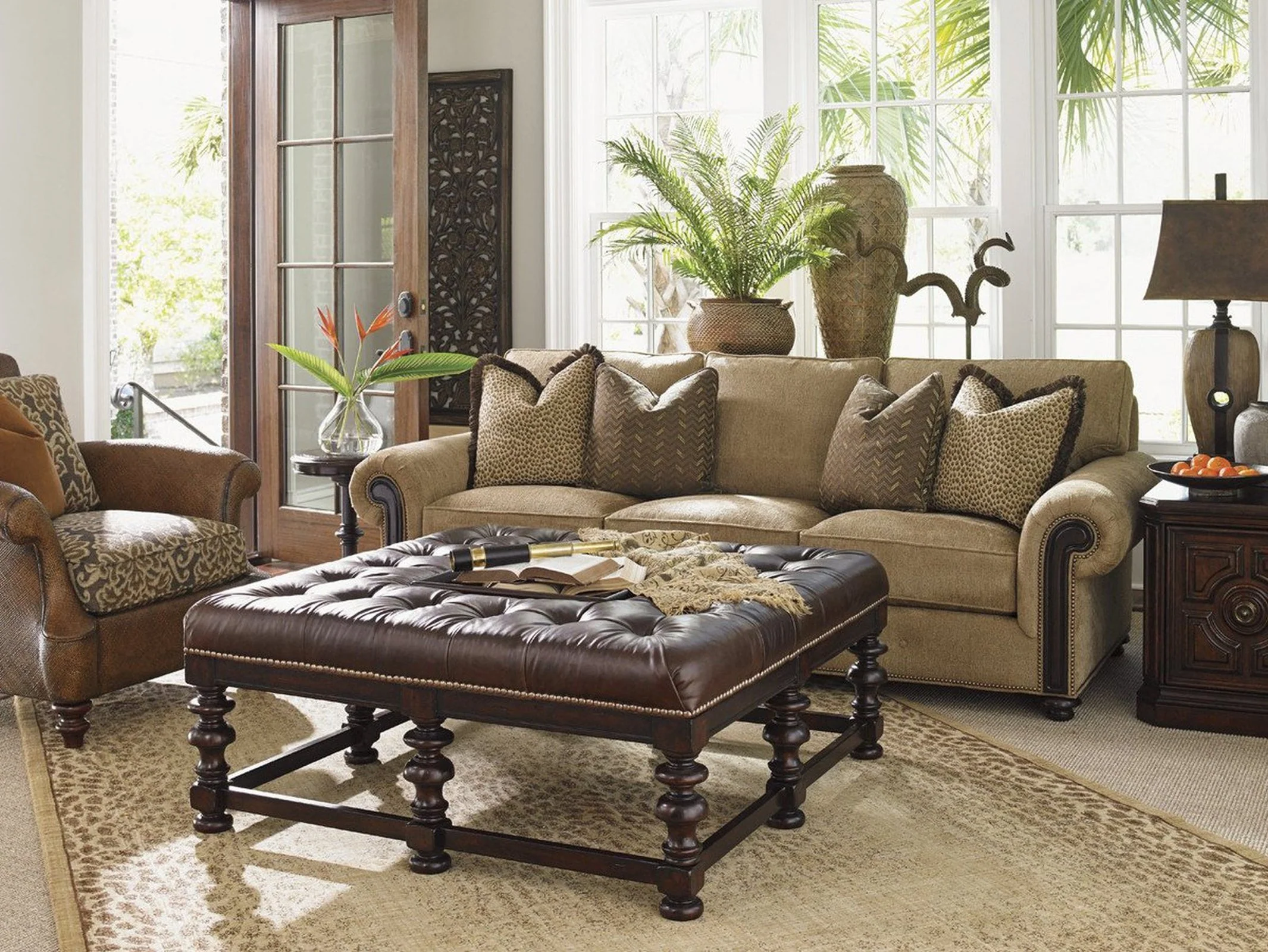 Tommy Bahama Home Tommy Bahama Upholstery Heather Cocktail Ottoman - Image 7
