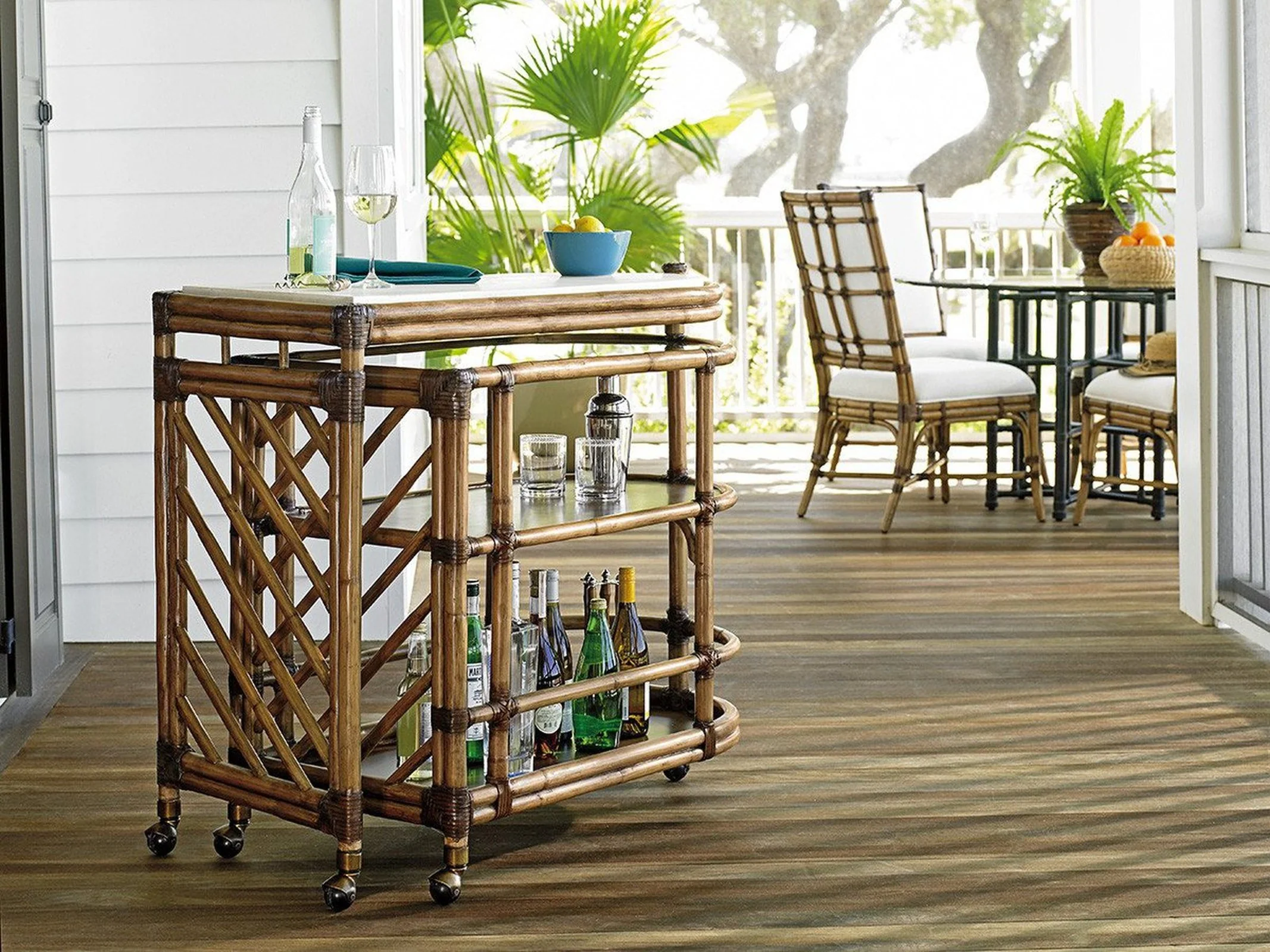 Tommy Bahama Home Twin Palms Cable Beach Bar Cart - Image 2