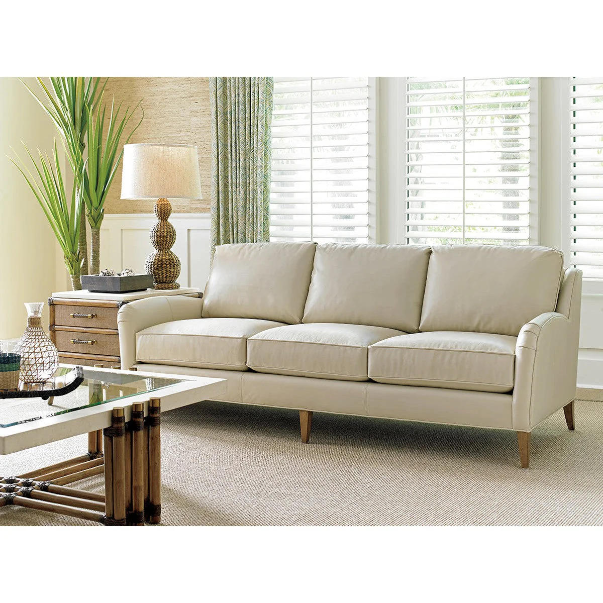 Tommy Bahama Home Twin Palms Coconut Grove Leather Sofa - Image 2