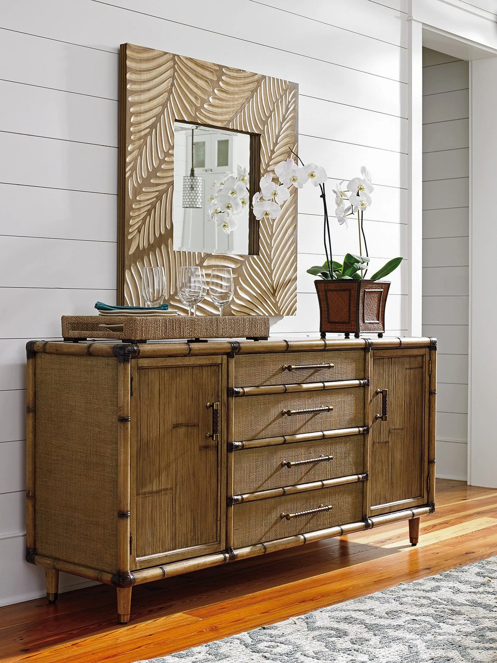 Tommy Bahama Home Twin Palms Freeport Square Mirror - Image 3