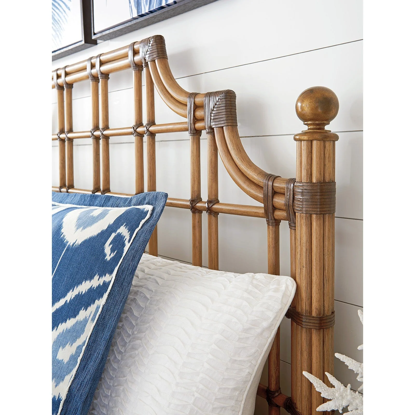 Tommy Bahama Home Twin Palms St. Kitts Rattan Headboard - Image 4