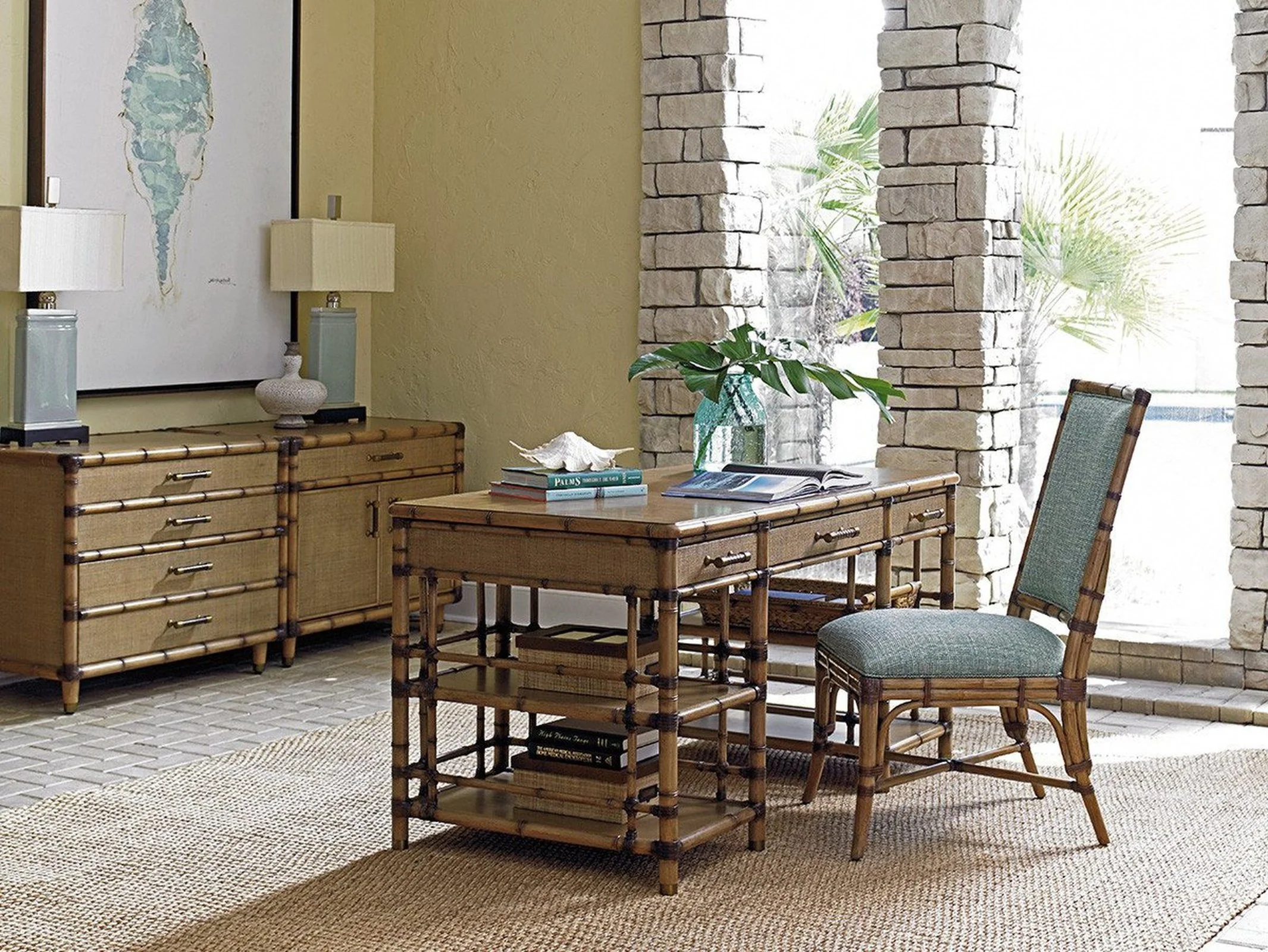 Tommy Bahama Home Twin Palms Summer Isle Upholstered Side Chair As Shown - Image 4
