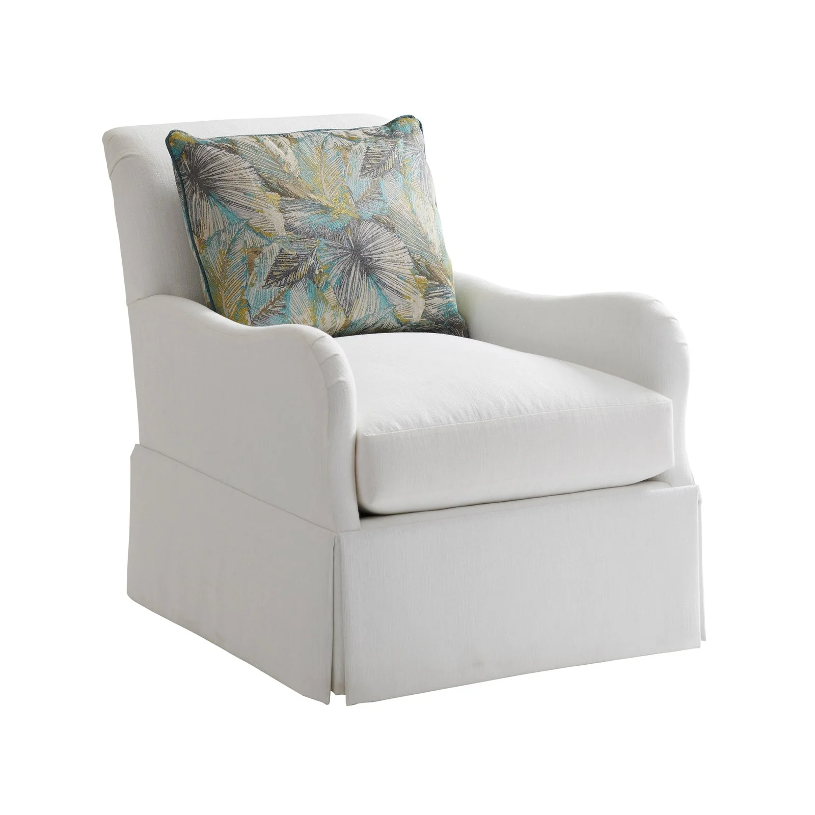Tommy Bahama Home Upholstery Palm Desert Palm Frond Swivel Chair - Image 4
