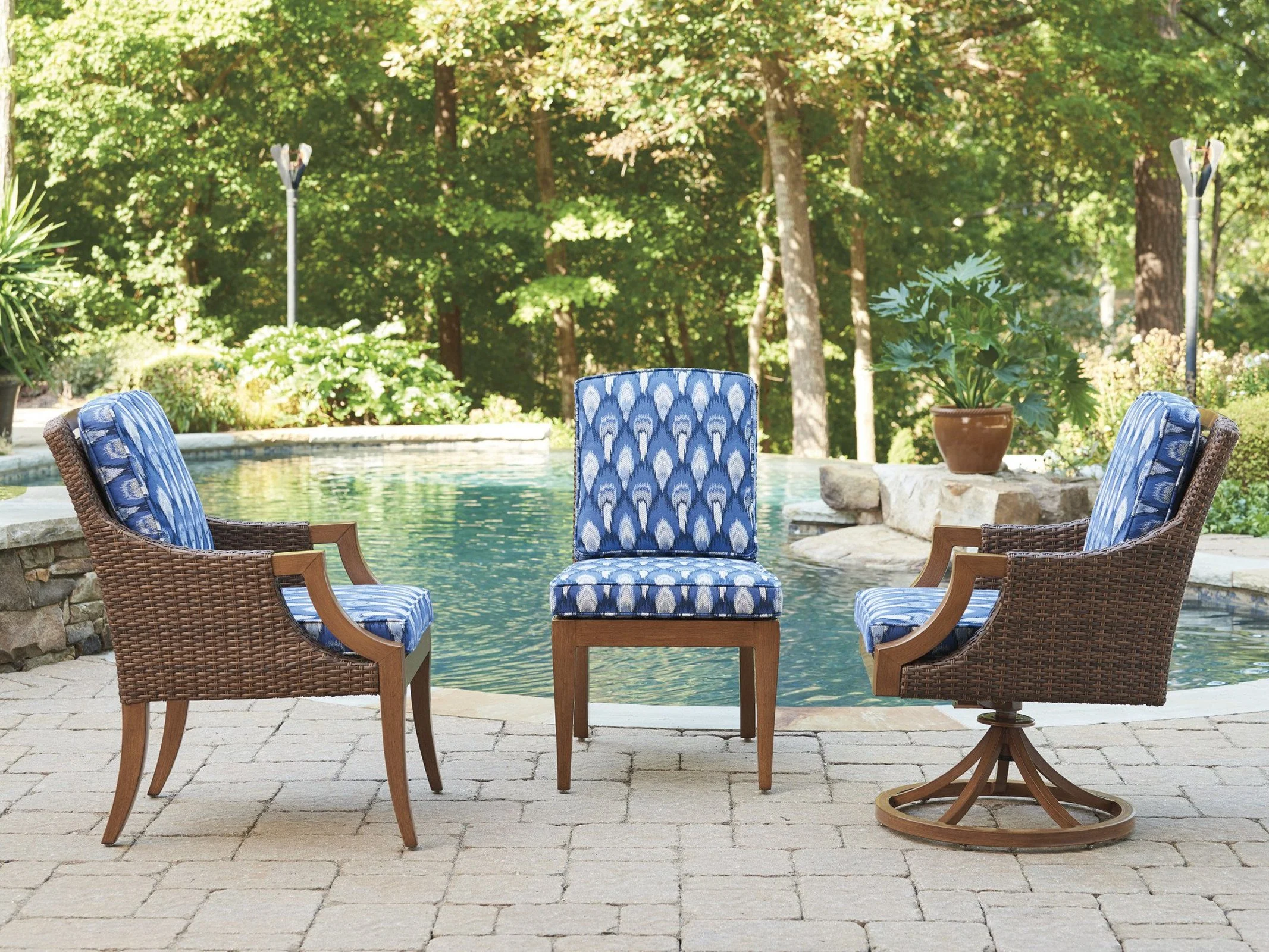 Tommy Bahama Outdoor Harbor Isle Swivel Rocker Arm Dining Chair - Image 2
