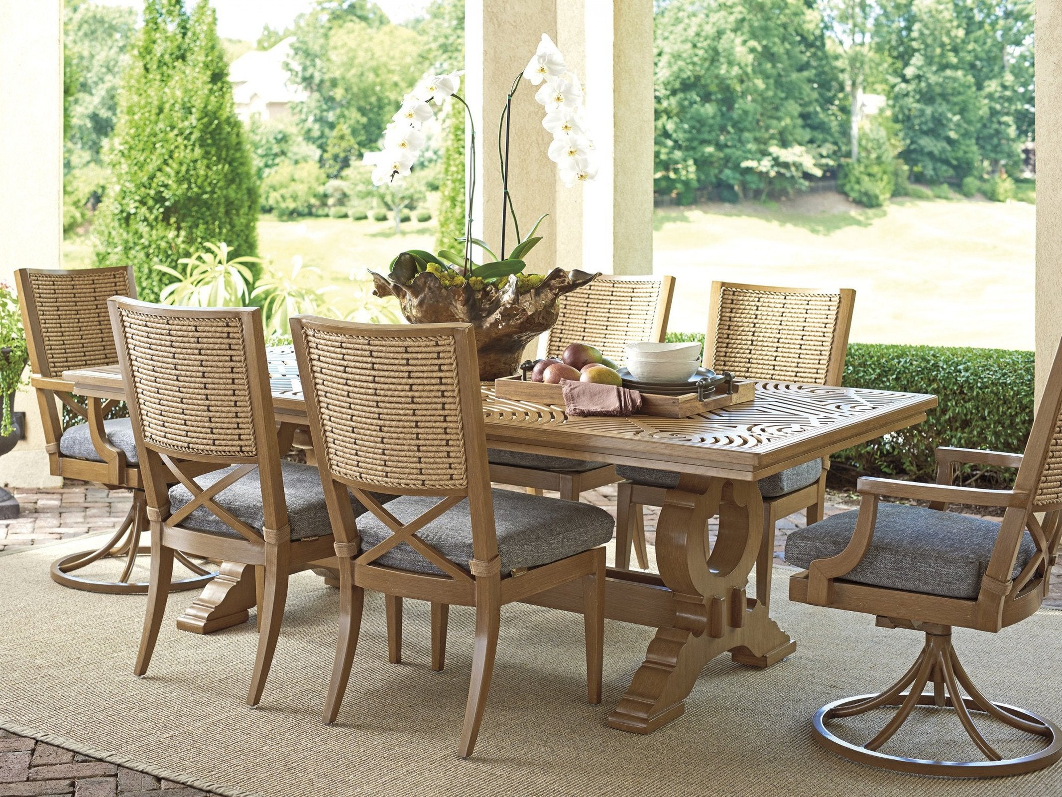 Tommy Bahama Outdoor Los Altos Valley View Swivel Rocker Dining Chair - Image 4