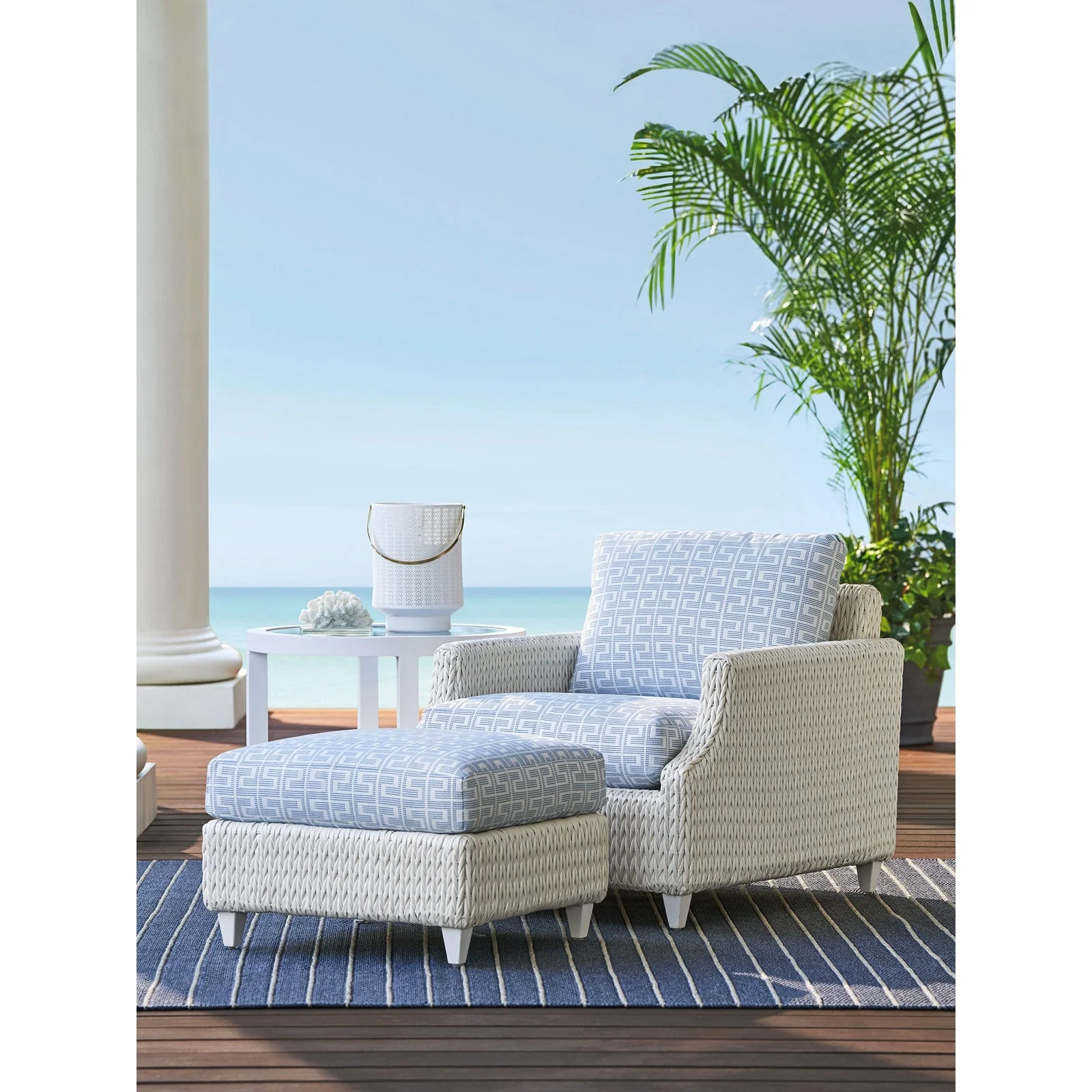 Tommy Bahama Outdoor Ocean Breeze Promenade Ottoman - 25" - Image 2