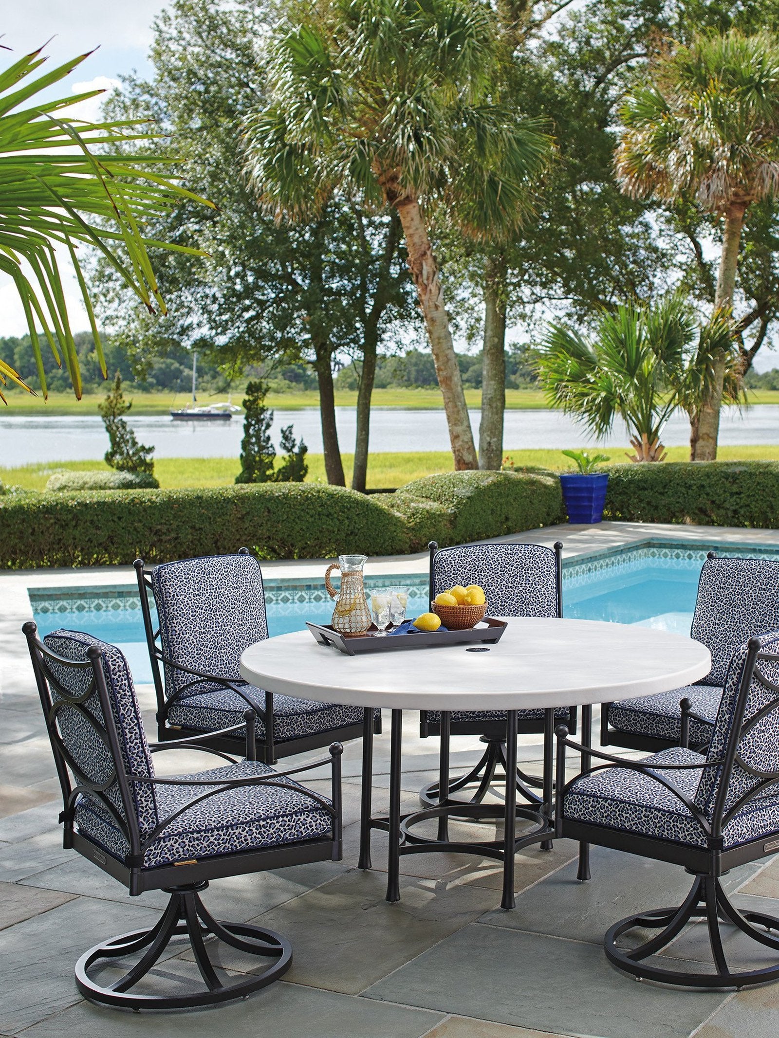 Tommy Bahama Outdoor Pavlova Swivel Rocker Dining Chair - Image 2