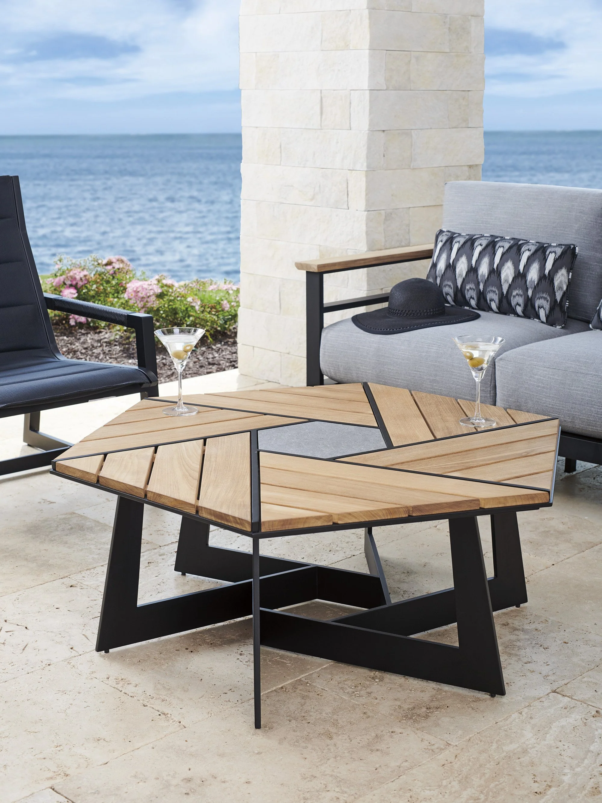 Tommy Bahama Outdoor South Beach Hexagonal Cocktail Table - Image 2