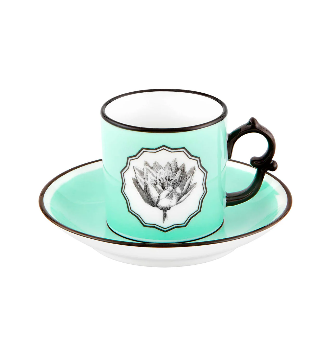 Vista Alegre Christian Lacroix - Herbariae Coffe Cups And Saucer Yellow And Green By Christian Lacroix - Set of 2 - Image 2
