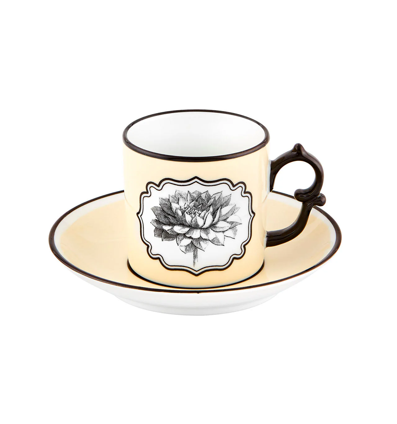 Vista Alegre Christian Lacroix - Herbariae Coffe Cups And Saucer Yellow And Green By Christian Lacroix - Set of 2 - Image 3