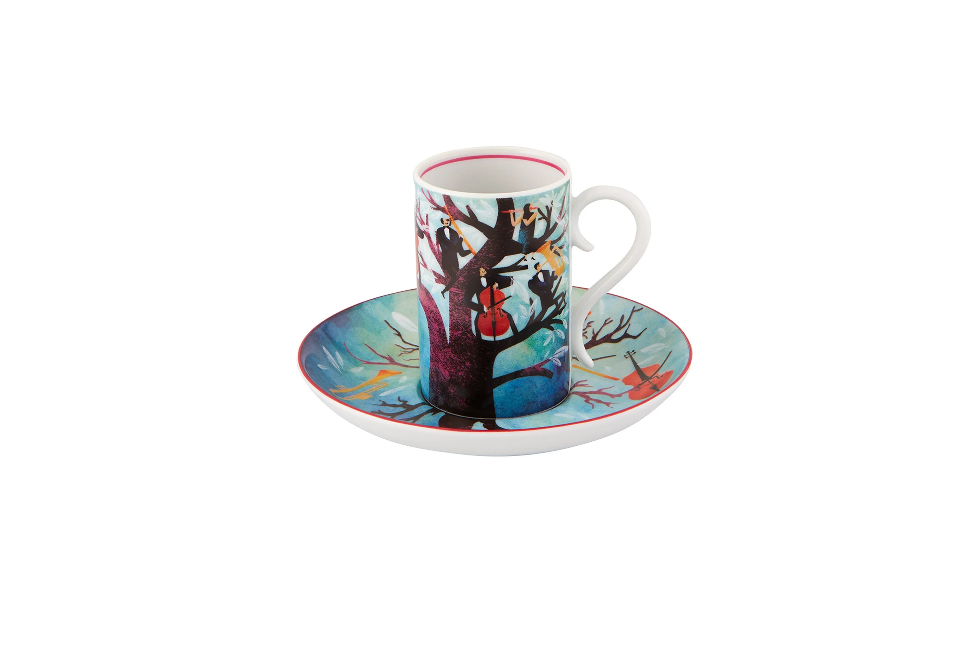 Vista Alegre Fur Beethoven Coffee Cups & Saucer By Fatinha Ramos - Set of 4 - Image 2