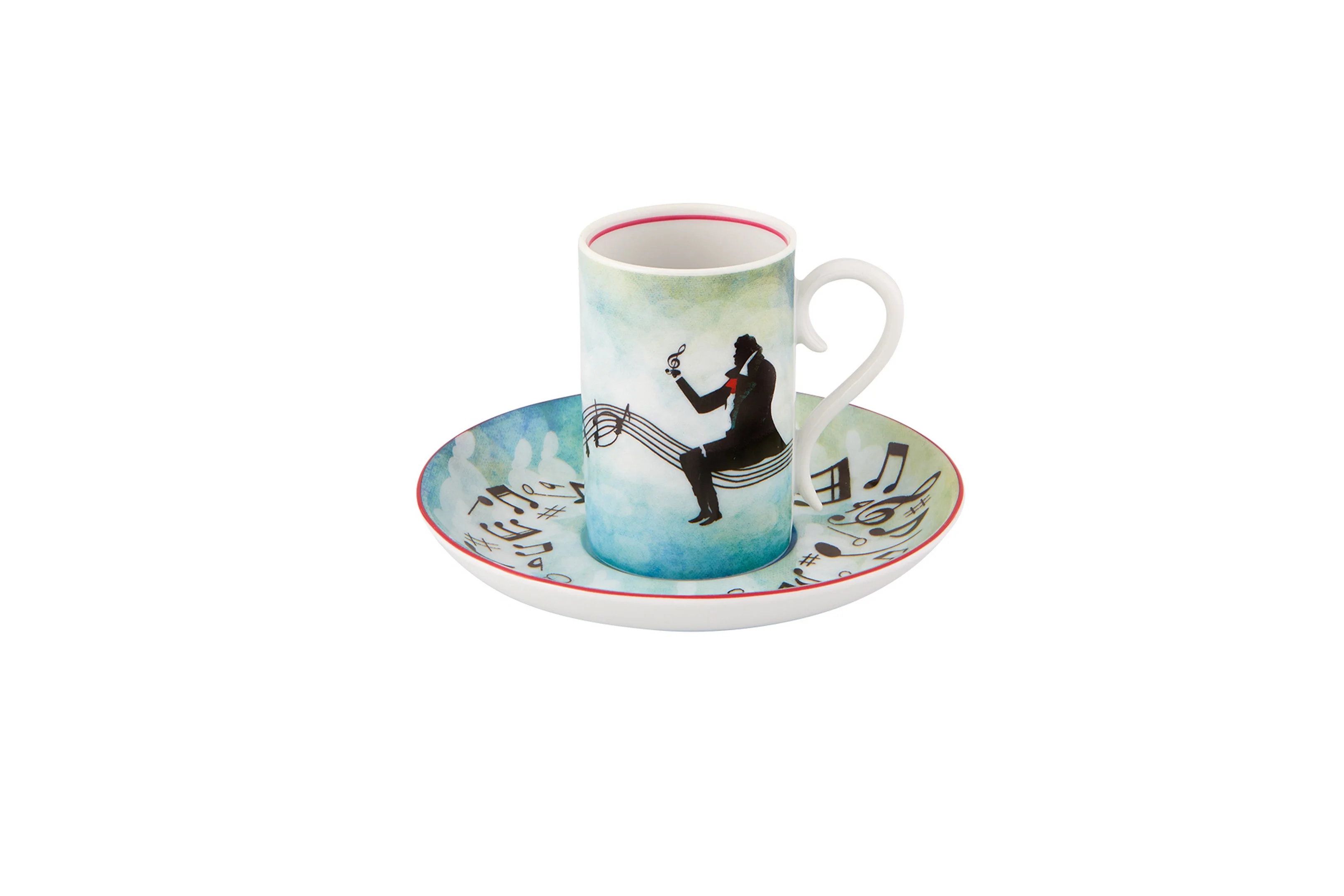 Vista Alegre Fur Beethoven Coffee Cups & Saucer By Fatinha Ramos - Set of 4 - Image 4