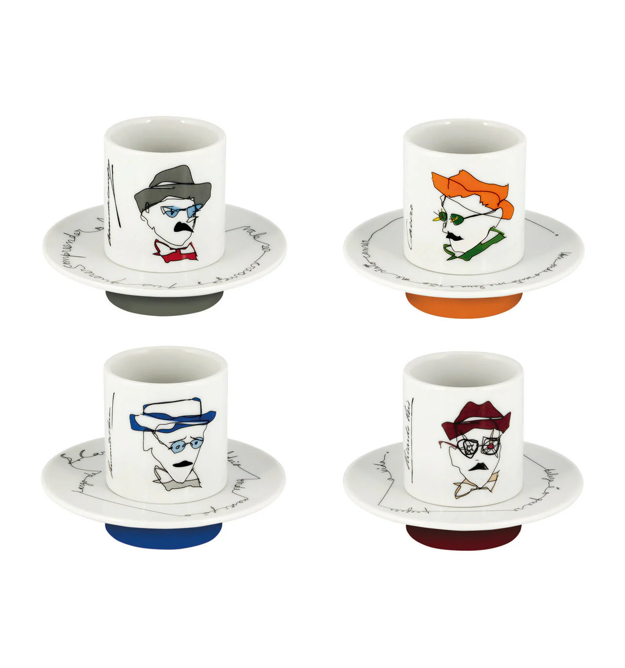Vista Alegre Heteronimos Coffee Cups & Saucers By Catarina Pestana - Set of 4 - Image 2
