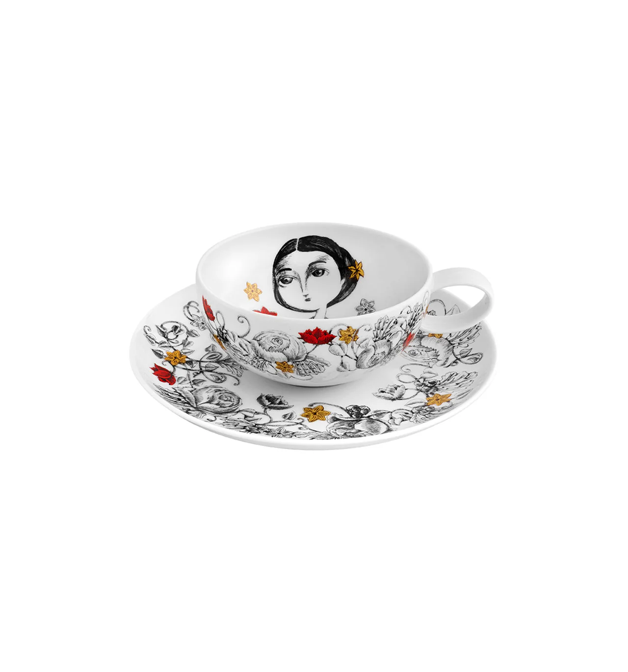 Vista Alegre Rainhas De Portugal Tea Cup and Saucers - Set of 6 - Image 2