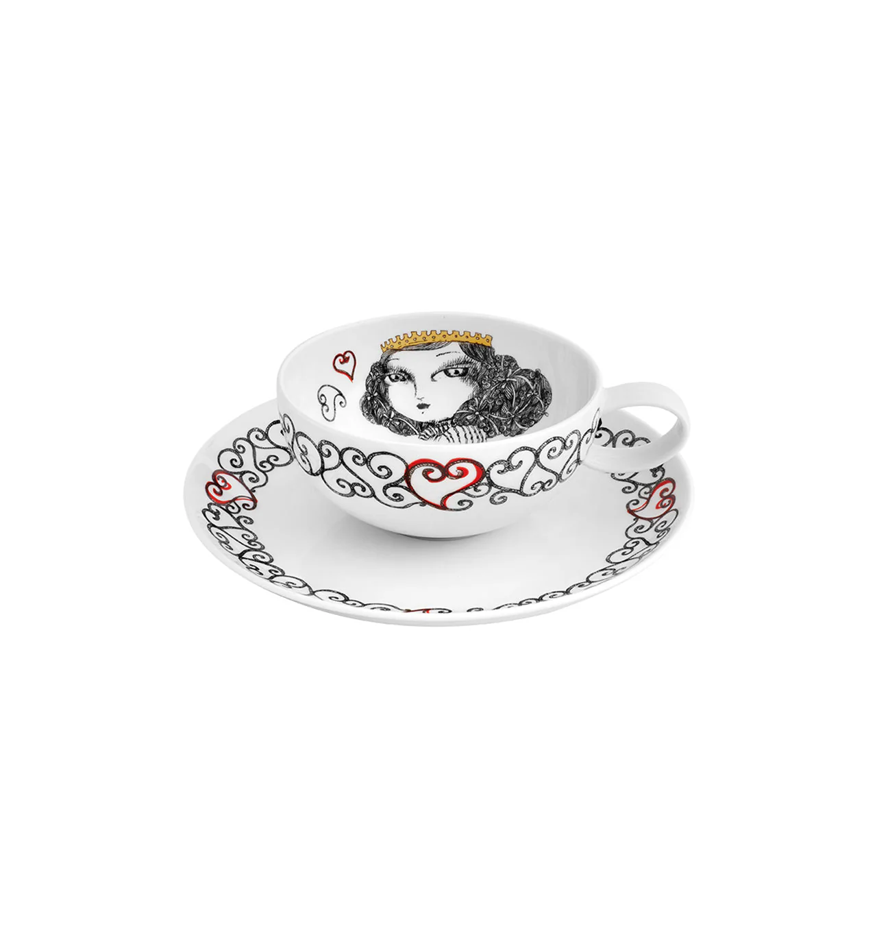 Vista Alegre Rainhas De Portugal Tea Cup and Saucers - Set of 6 - Image 3