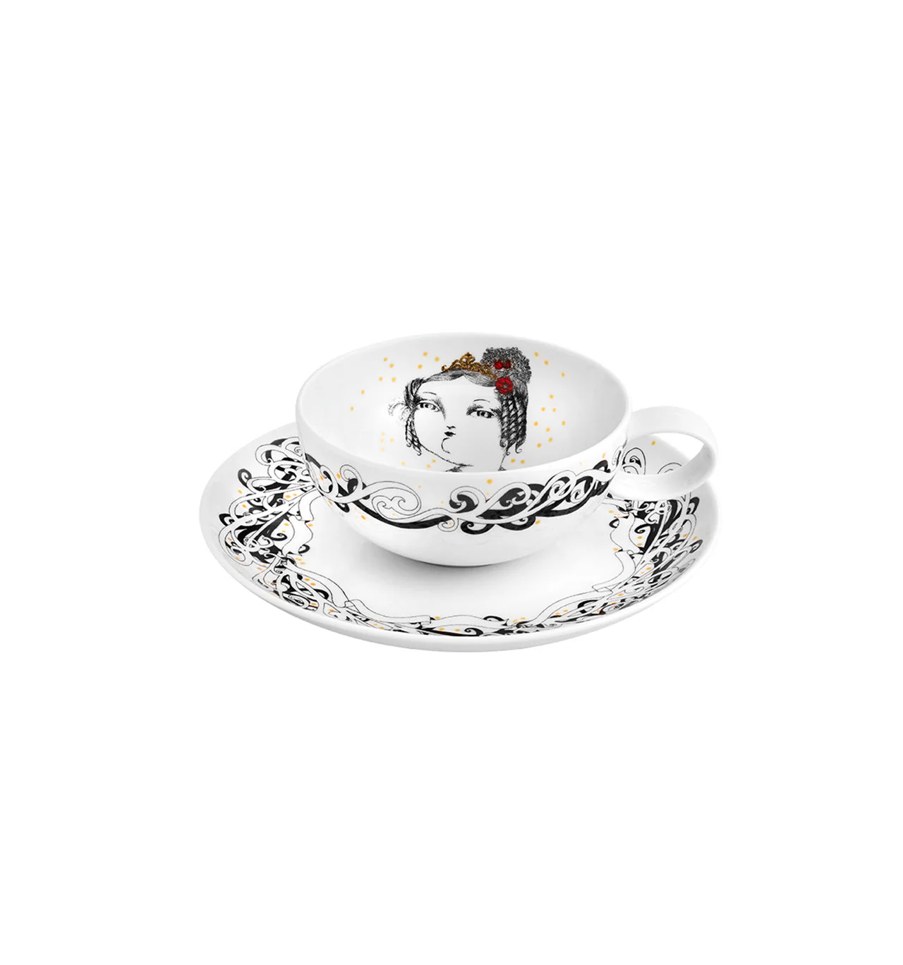 Vista Alegre Rainhas De Portugal Tea Cup and Saucers - Set of 6 - Image 5