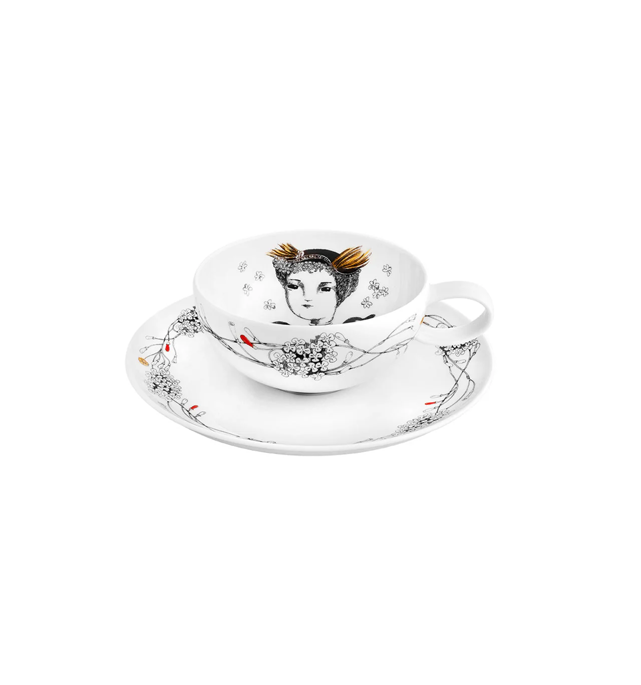 Vista Alegre Rainhas De Portugal Tea Cup and Saucers - Set of 6 - Image 6