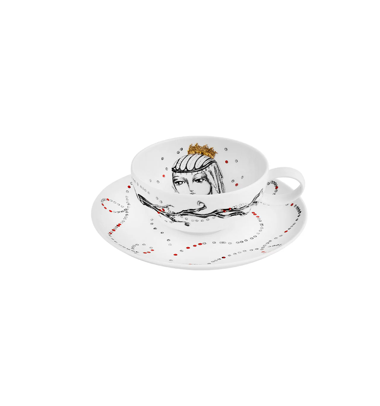 Vista Alegre Rainhas De Portugal Tea Cup and Saucers - Set of 6 - Image 7