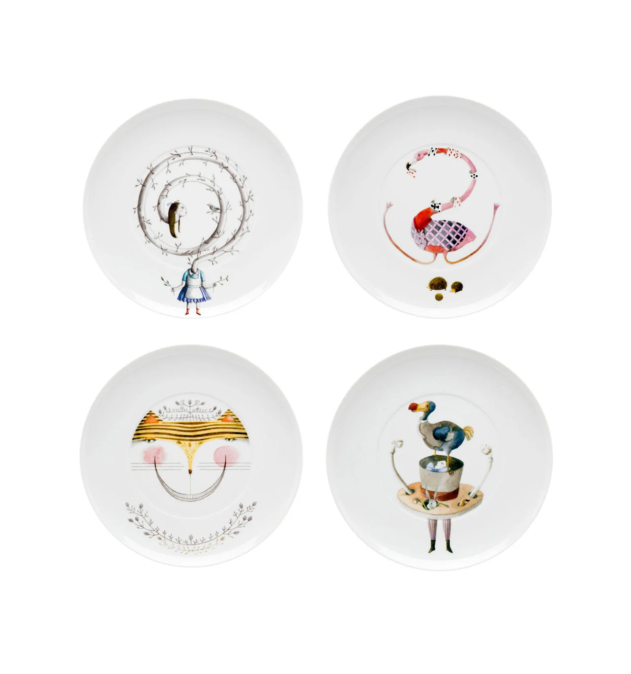 Vista Alegre Tea with Alice Dessert Plates (Gift Box) By Teresa Lima - Set of 4 - Image 2