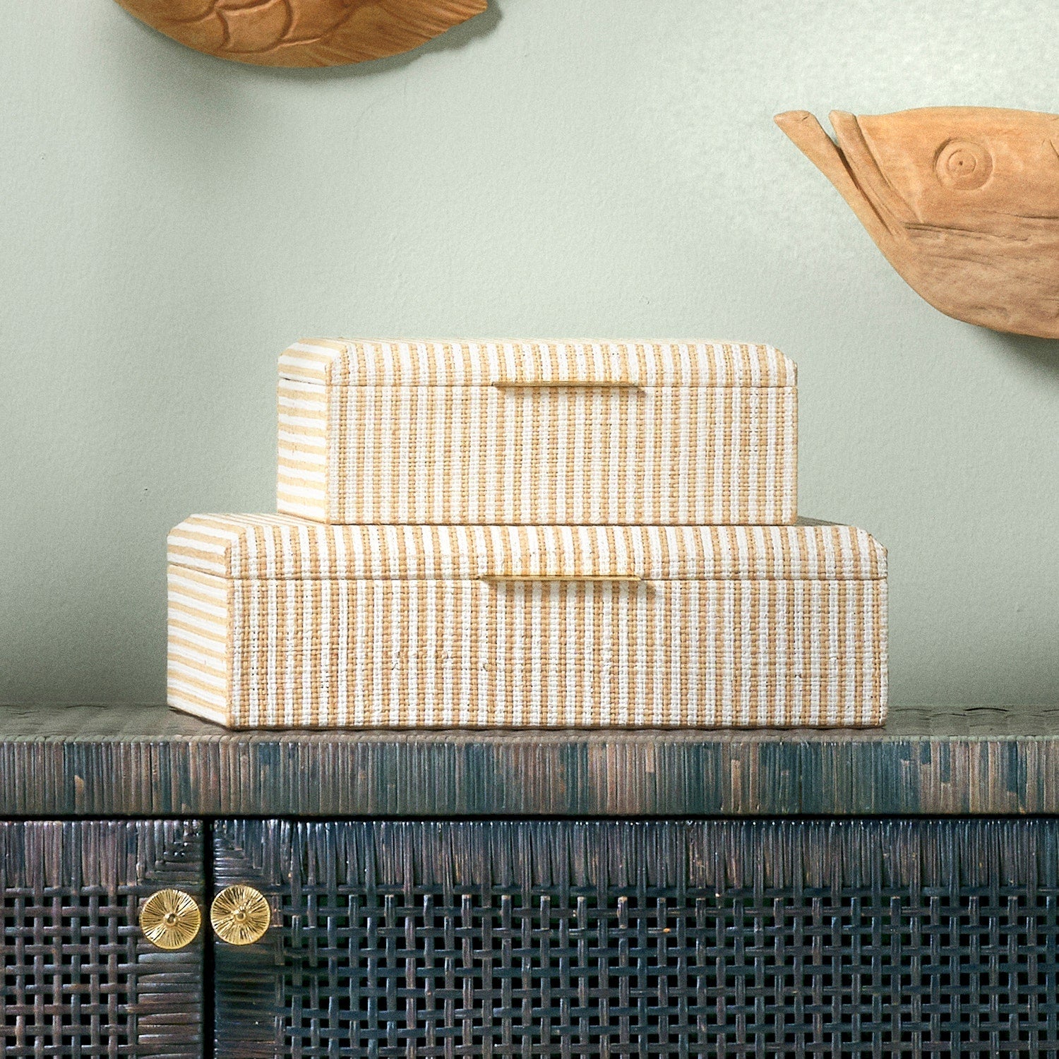 Winslow Striped Raffia Box - Set of 2 - Image 12