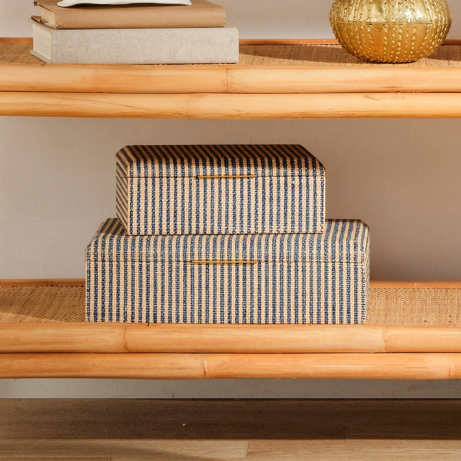 Winslow Striped Raffia Box - Set of 2 - Image 2